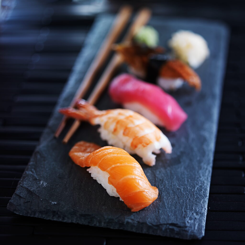 assortment of fresh sushi served on dark slate 2026 09 24 11 31 42 utc1
